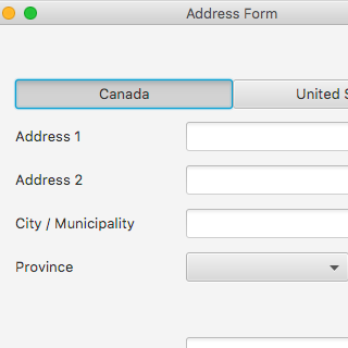 Address Form with Canada Selected